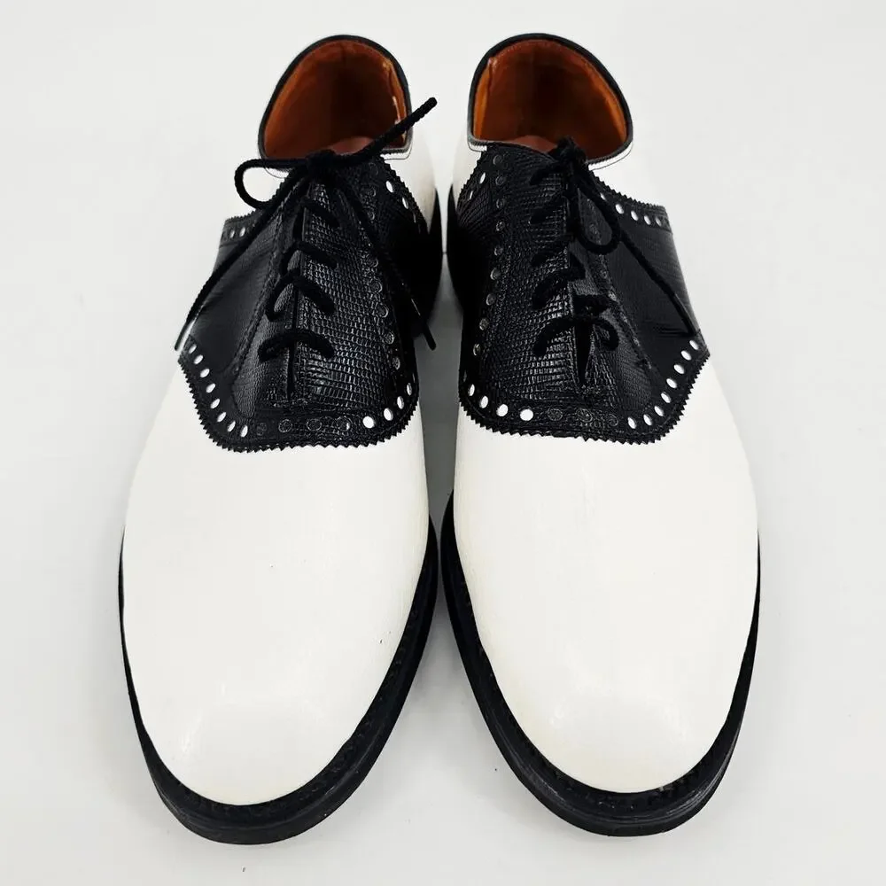 Vintage Pro-Shu Howard & Foster Black & White Leather Mens Golf Shoe 7N